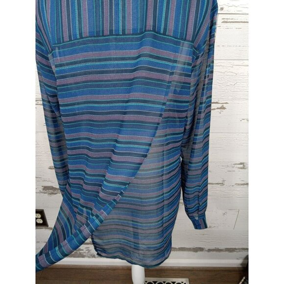 CABI Alex Split Back Sheer Blouse Sz Blue M #3330 EUC - Picture 4 of 6